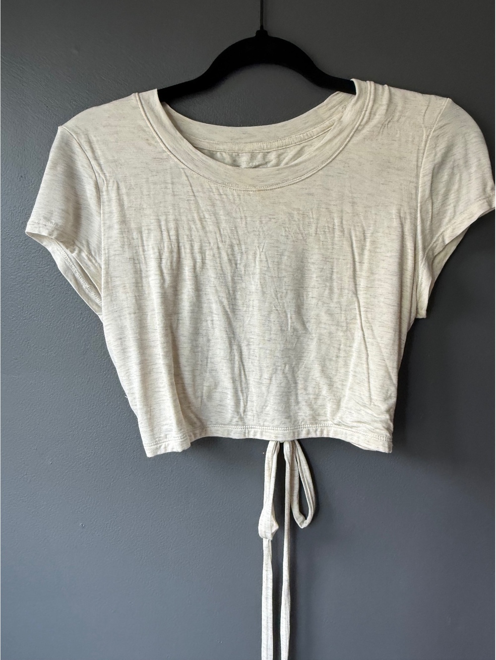 Aerie Cream Crop Top with Cut Out Back Tie Detail